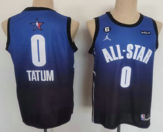 Mens Boston Celtics #0 Jayson Tatum Navy Blue 2022 All Star 6 Patch Icon Sponsor Swingman Jersey->->NBA Jersey